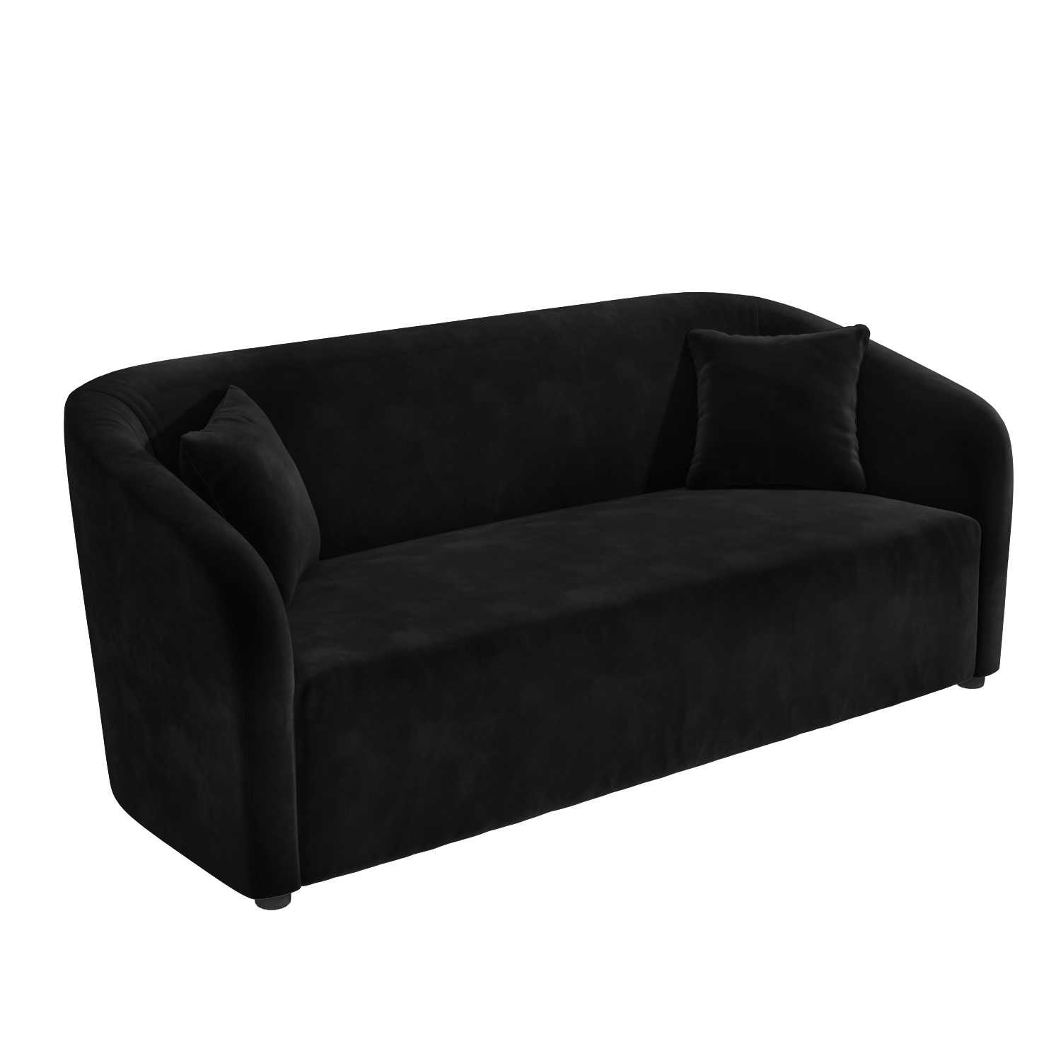GRADE A1 - Black Velvet 3 Seater Curved Sofa - Monroe | eBay