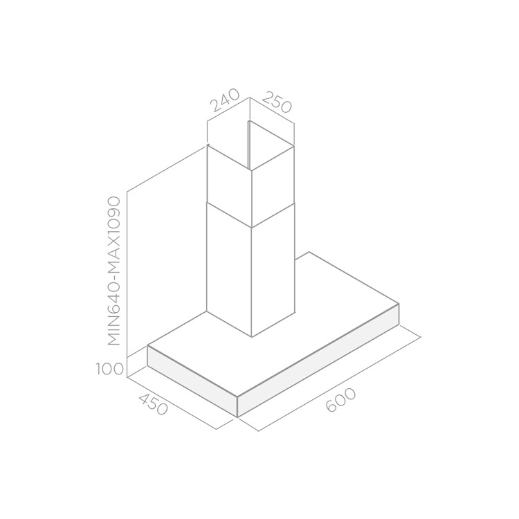 GRADE A2 - Turboair by Elica SOFIA-60  60cm Chimney Cooker Hood Stainless Steel