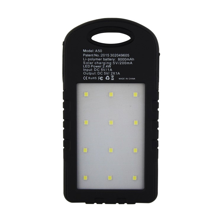 Solar Power Bank With Torch 4000mAh - Ideal For Camping & Festivals