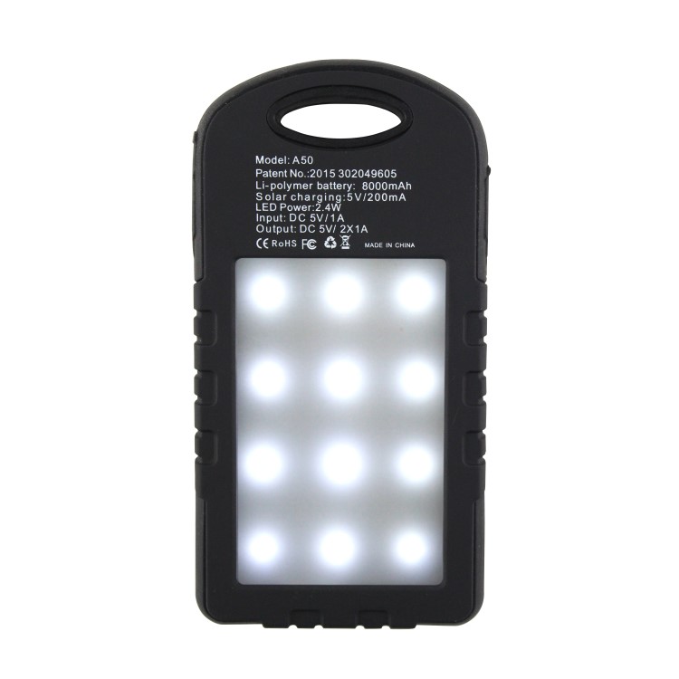 Solar Power Bank With Torch 4000mAh - Ideal For Camping & Festivals
