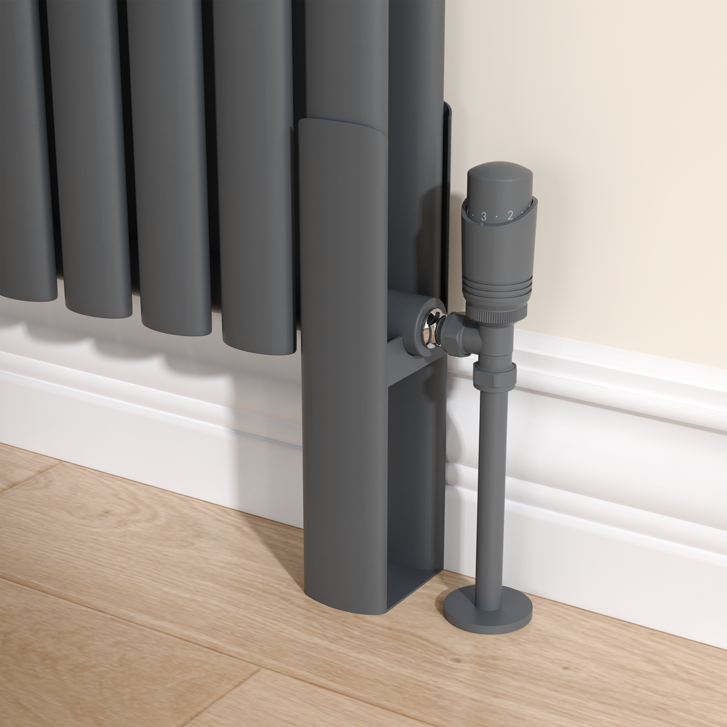 Anthracite Designer Radiator Feet Suitable Oval Double Panel Radiator
