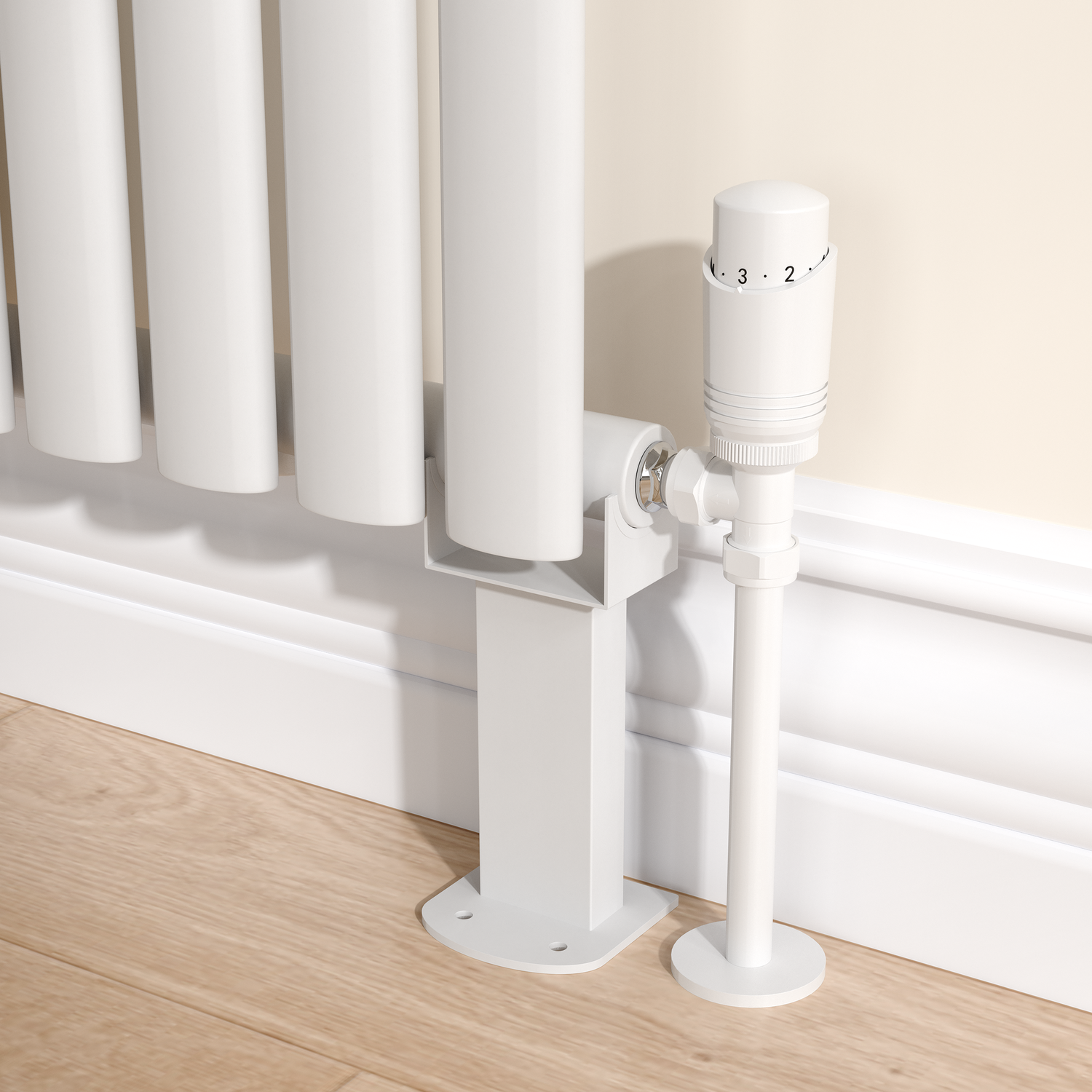 Image of Sorrento White Designer Radiator Feet -Suitable for Single and Double Panel Radiator SORRENTOFEETW