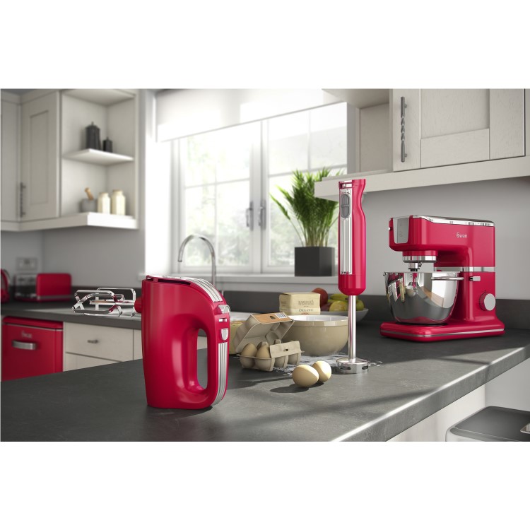 Swan SP21010RN Retro 1000W Stand Mixer Red