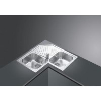 GRADE A2 - Light cosmetic damage - Smeg SP2A Alba 2.0 Bowl Corner Inset Stainless Steel Sink