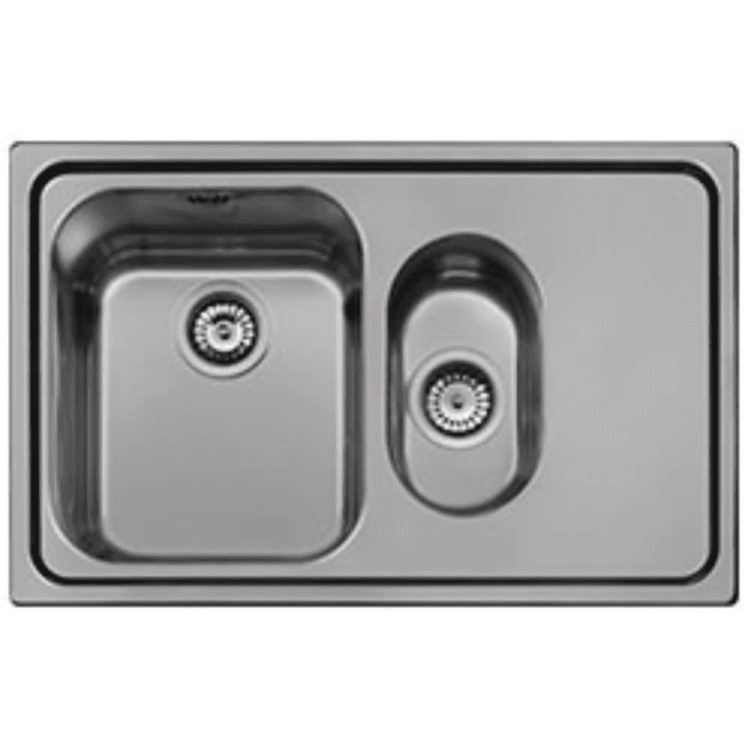 1.5 Bowl Inset Black Stainless Steel Kitchen Sink with Right Hand Drainer - Smeg Alba