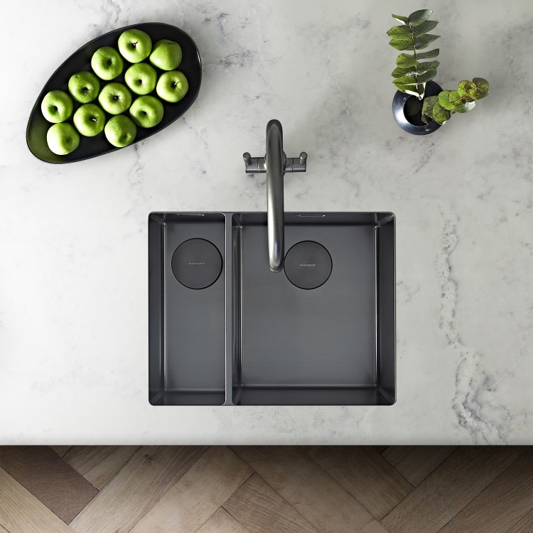 Rangemaster Spectra 1.5 Bowl Inset / Undermount Graphite Stainless Steel Kitchen Sink - Left Hand 