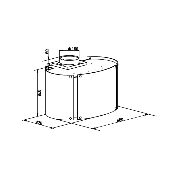 Baumatic SPECTRUM Decorative 68cm Wide Chimney Cooker Hood Stainless Steel And Glass
