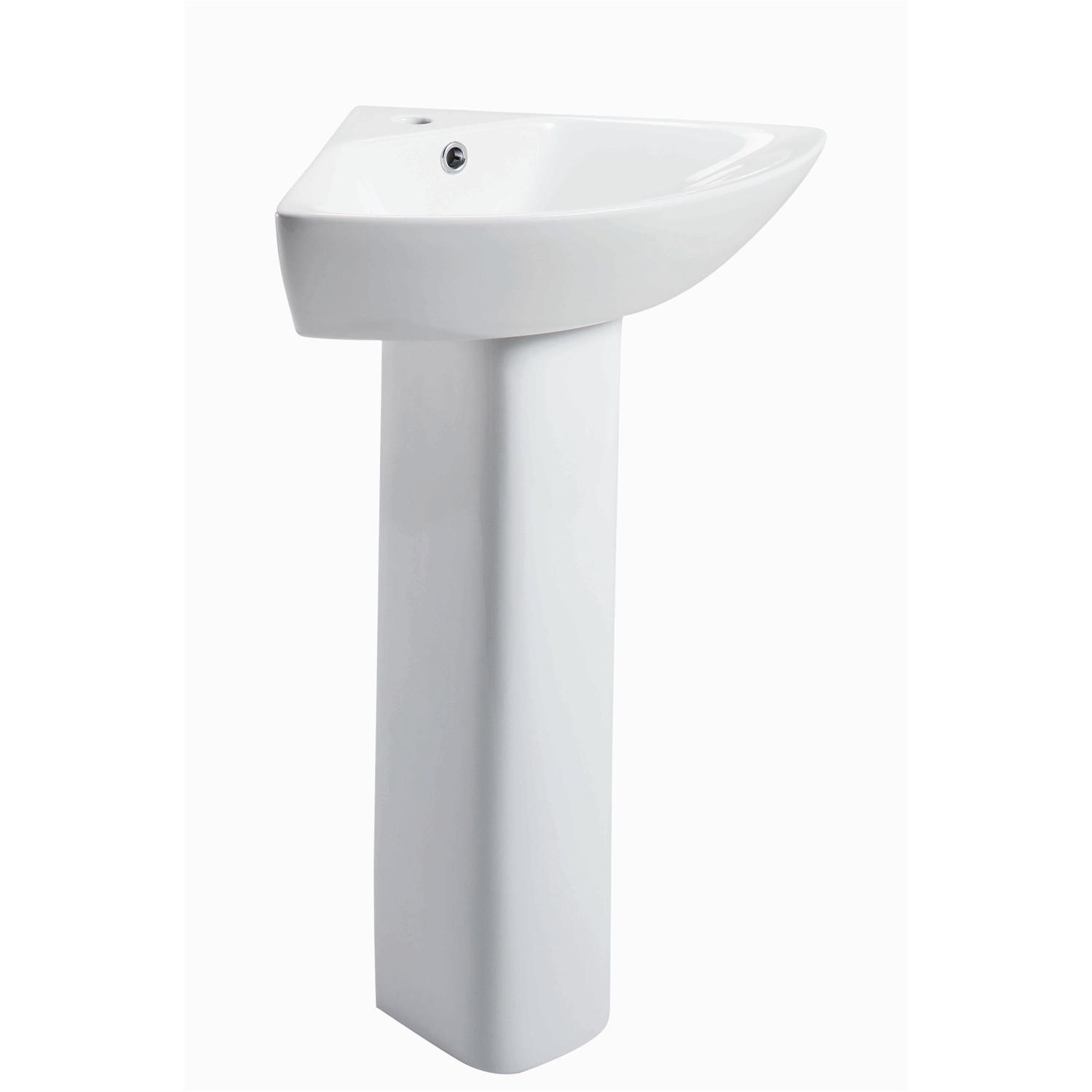 Cedar Cloakroom Corner Sink with Pedestal 1 Tap Hole SPEK009