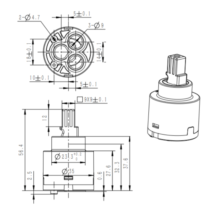 Mixer Cartridge - 4.7mm Diameter x 56.4mm Height