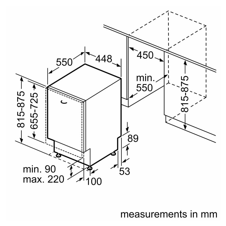 Bosch Series 2 Integrated Dishwasher - Smart D-rated Extra Dry Black control panel