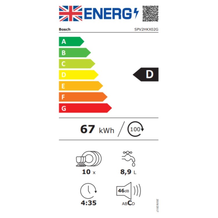 Bosch Series 2 Integrated Dishwasher - Smart D-rated Extra Dry Black control panel
