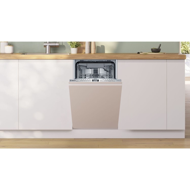 Bosch Series 4 Integrated Slimline Dishwasher - Smart B-rated Silver control panel