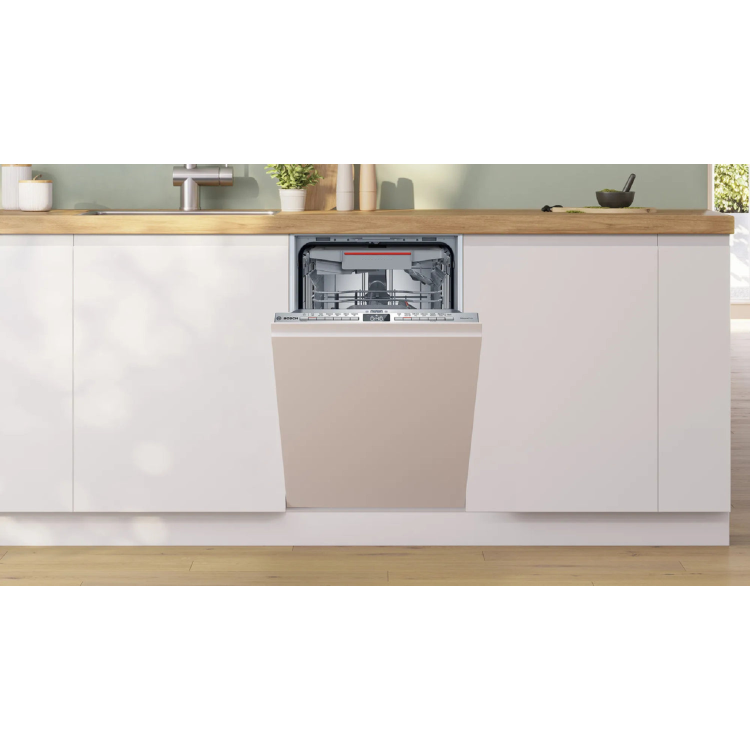Bosch Series 4 Integrated Slimline Dishwasher - Smart Wi-Fi, C-Rated, Silver control panel