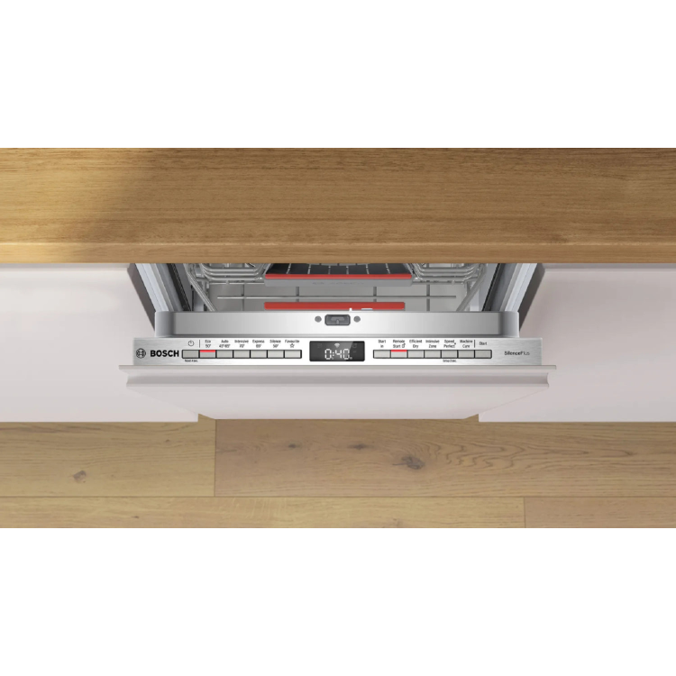 Bosch Series 4 Integrated Slimline Dishwasher - Smart Wi-Fi, C-Rated, Silver control panel