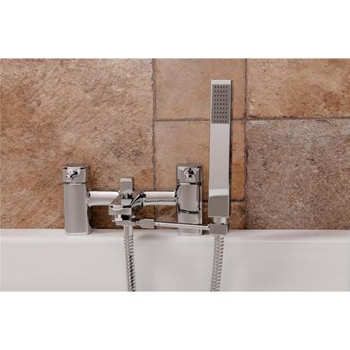 Bath Shower Mixer Hand Shower Holder Supplied with Hose - Square 