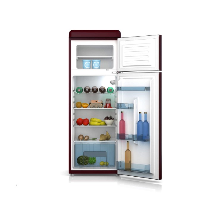 Swan SR11010WRN Freestanding Fridge Freezer Wine Red
