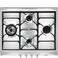 GRADE A3 - Smeg Cucina 60cm 4 Burner Gas Hob with Wok Burner - Stainless Steel