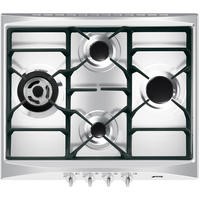 Smeg SR264XGH Cucina 60cm Stainless Steel 4 Burner Gas Hob with New Style Controls