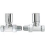 Pair of Straight Round Radiator Head Valves - Chrome- For Pipework Which Comes From The Floor