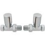 Pair of Straight Round Radiator Head Valves - Chrome- For Pipework Which Comes From The Floor
