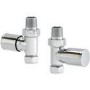 Pair of Straight Round Radiator Head Valves - Chrome- For Pipework Which Comes From The Floor