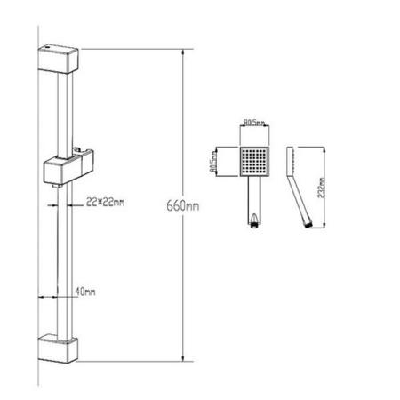 Square Shower & Slide Rail Kit