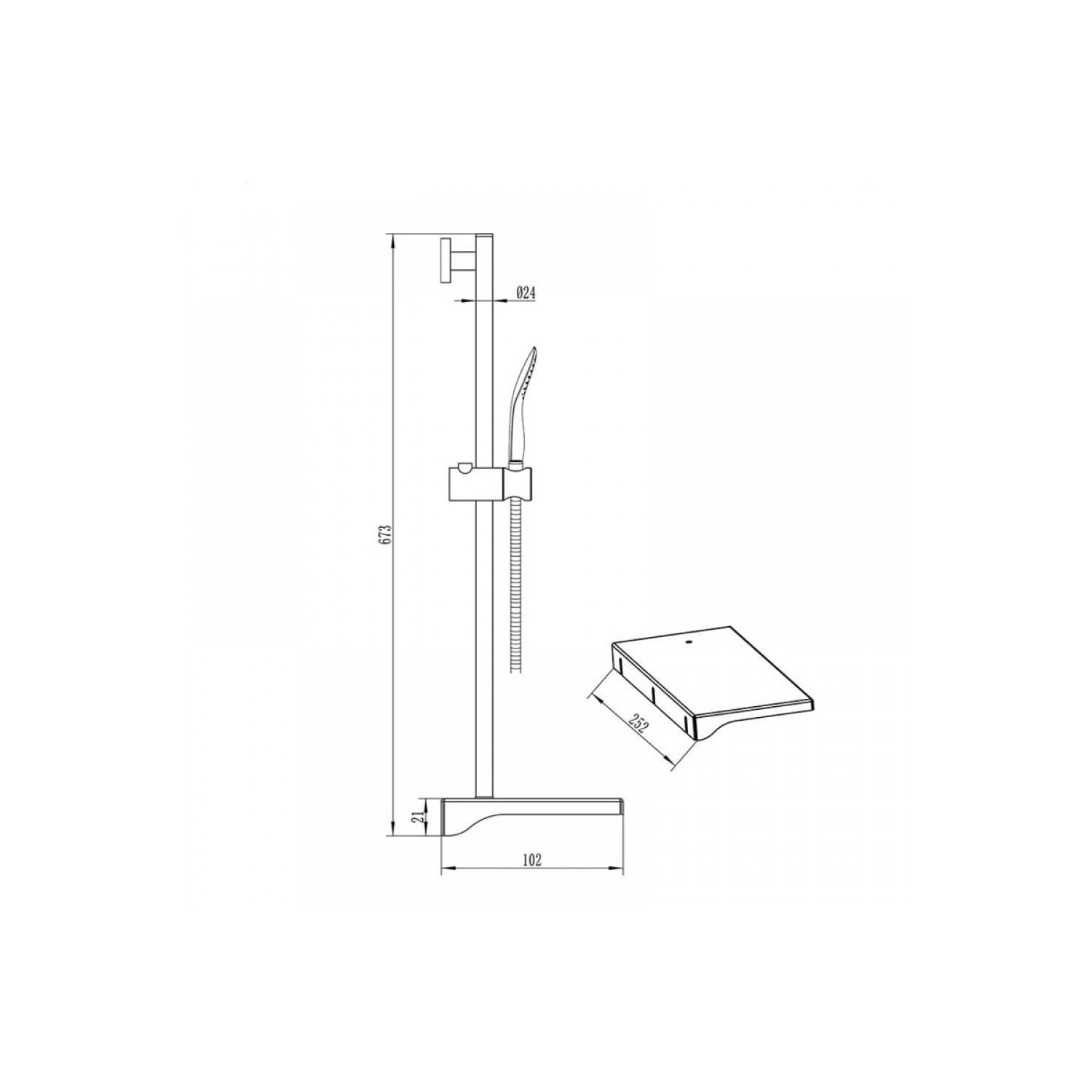 Chrome Round Style Shower Rail Kit with Shelf SRK007 Appliances Direct