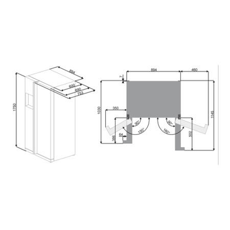Smeg SS55PTE3 Cucina American Fridge Freezer With Ice And Water Dispenser - Stainless Steel Effect