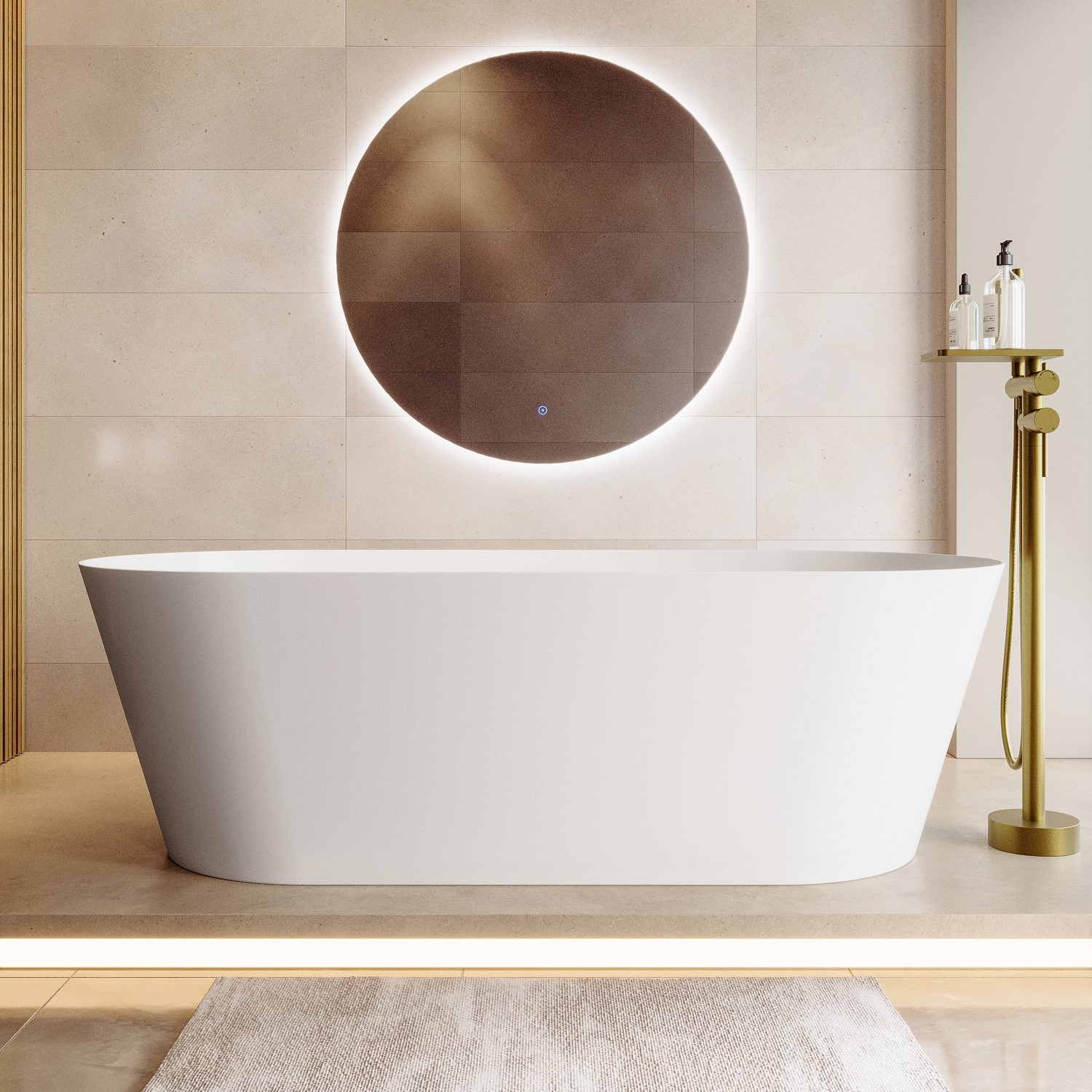 Monaco Freestanding Double Ended Stone Resin Solid Surface Bath 1650 X 700Mm XA-8861