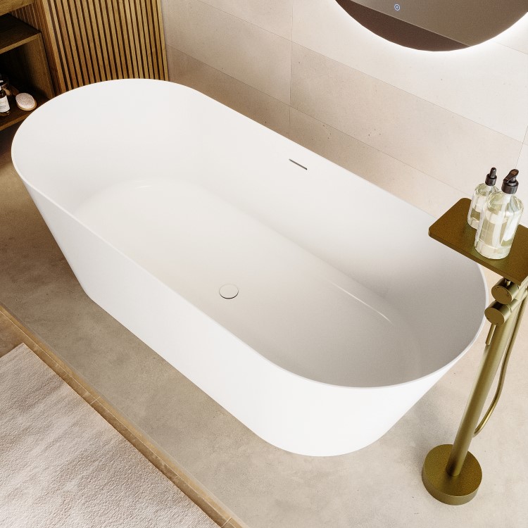Freestanding Double Ended Stone Resin Solid Surface Bath 1650 x 750mm - Monaco