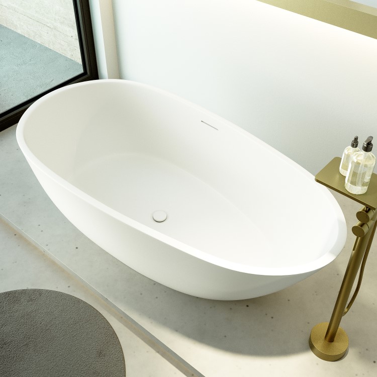 Freestanding Double Ended Stone Resin Solid Surface Bath 1700 x 860mm - Solace