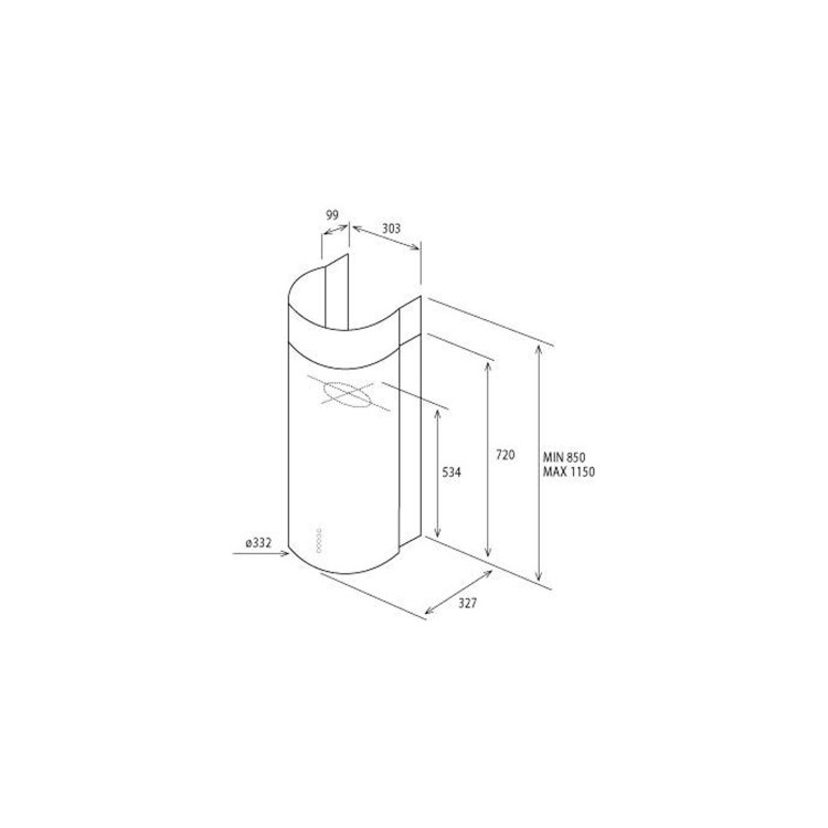 Elica STONESS Stone Cylindrical 33cm Chimney Cooker Hood Stainless Steel