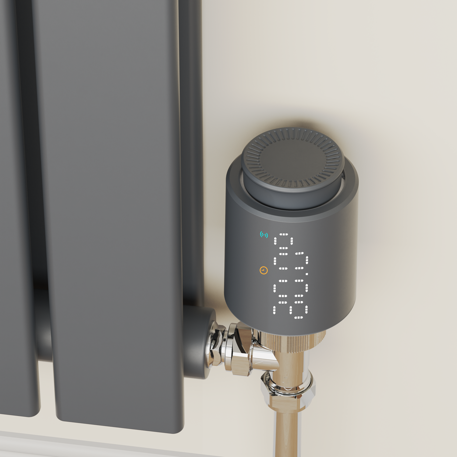 Image of electriQ Smart Modern LED TRV Thermostatic Radiator Valves Wi-Fi Version Anthracite STRV-W1-AG Anthracite