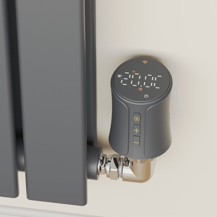 electriQ Modern LCD Smart TRV Thermostatic Radiator Valves Tuya Zigbee Version Anthracite
