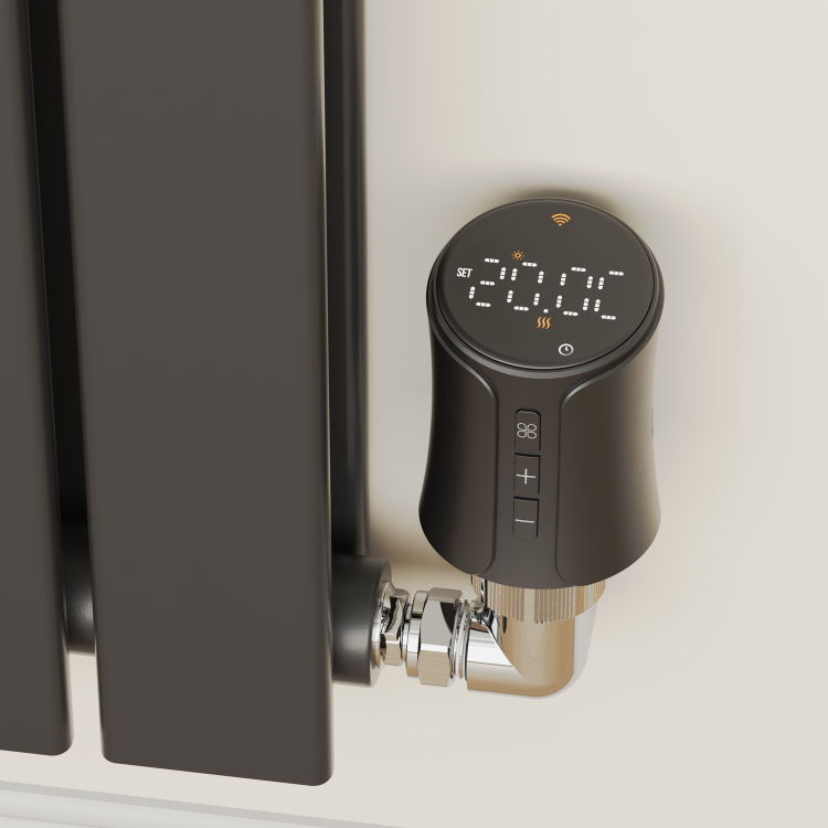 electriQ Modern LCD Smart TRV Thermostatic Radiator Valves Tuya Zigbee Version Black