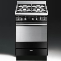 Smeg SUK61MBL8 Concert 60cm Single Oven Dual Fuel Cooker - Gloss Black