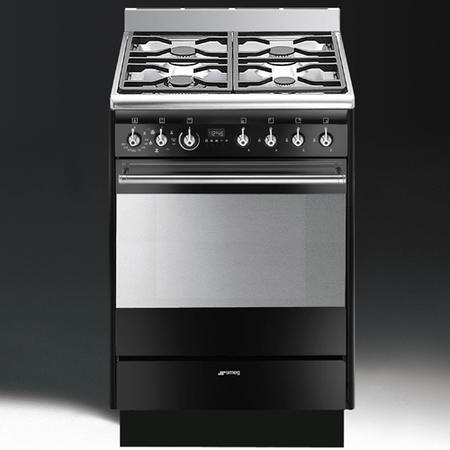 Smeg SUK61MBL8 Concert 60cm Single Oven Dual Fuel Cooker - Gloss Black