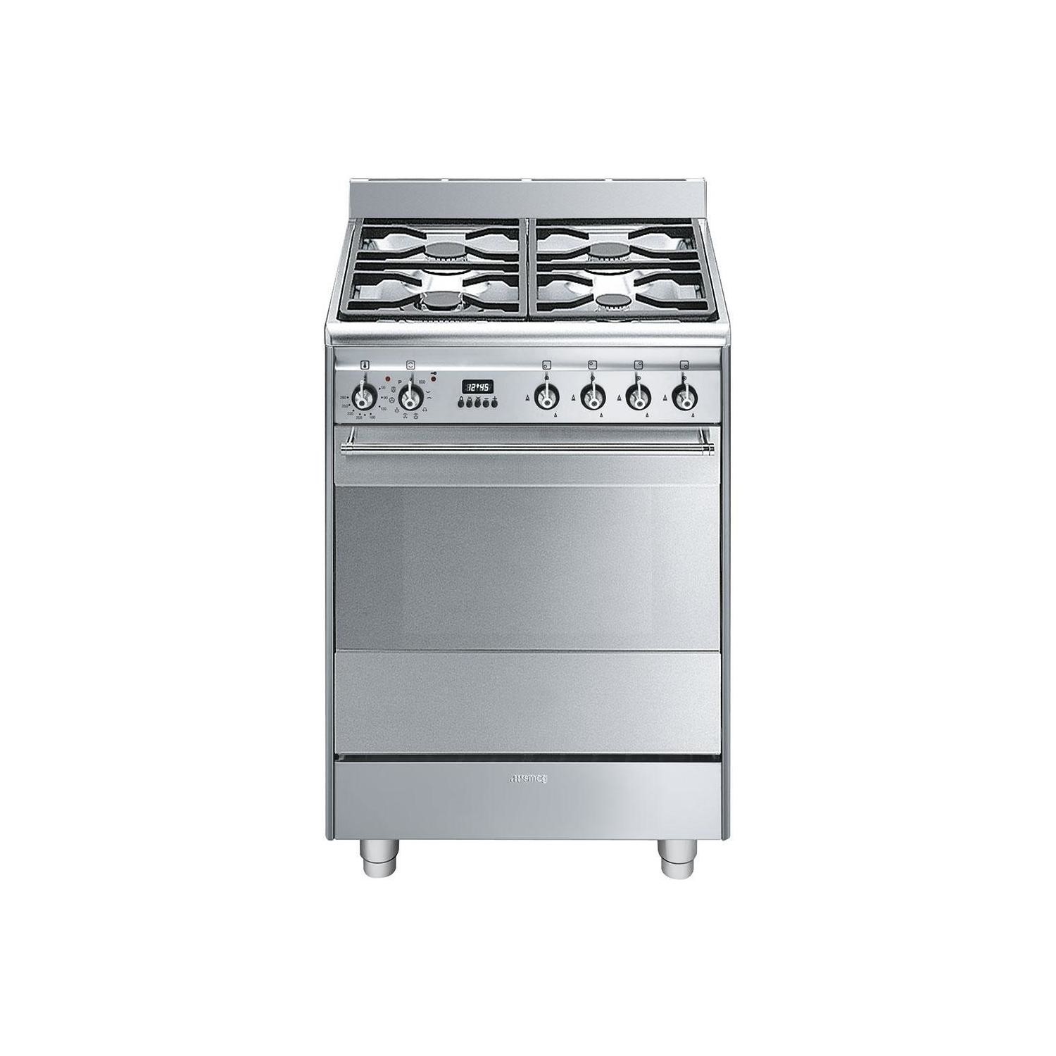 Refurbished Smeg Concert SUK61PX8 60cm Dual Fuel Cooker with Pyrolytic Cleaning Stainless Steel