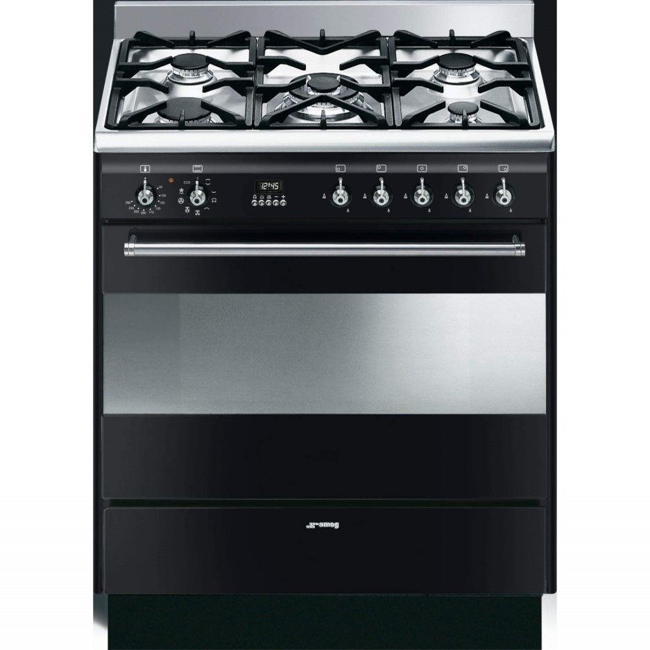 Smeg SUK81MBL8 80cm Dual Fuel Range Cooker Black Appliances Direct