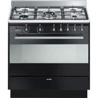 Refurbished Smeg Concert SUK91MBL9 90cm Dual Fuel Single Oven Range Cooker Black