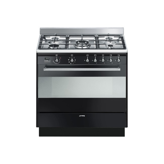 Smeg Concert 90cm Dual Fuel Single Oven Range Cooker Black SUK91MBL9