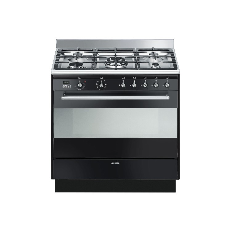 Refurbished Smeg Concert SUK91MBL9 90cm Dual Fuel Single Oven Range Cooker Black