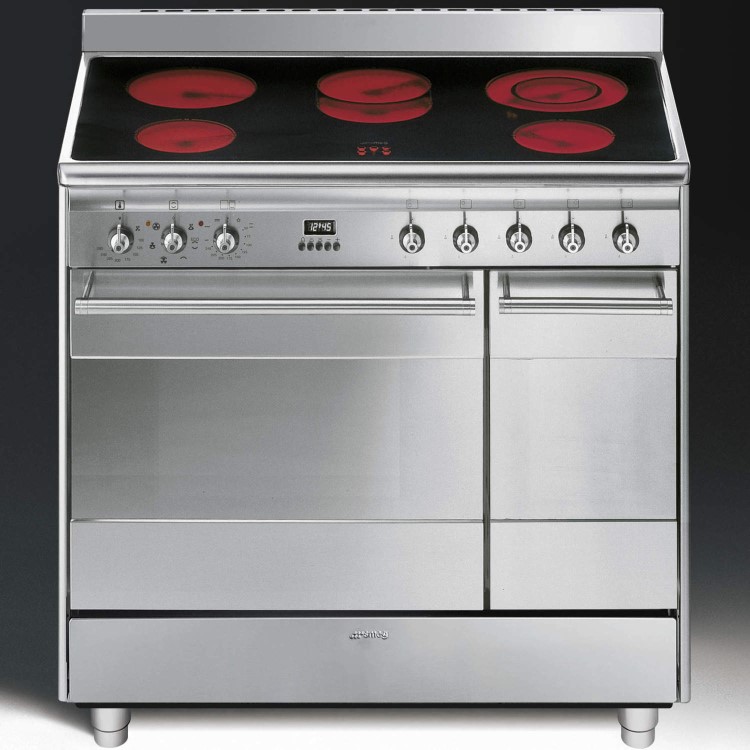 GRADE A2 - Smeg SUK92CMX9 Concert Double Oven 90cm Electric Range Cooker With Ceramic Hob - Stainless Steel