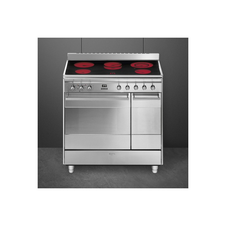 GRADE A2 - Smeg SUK92CMX9 Concert Double Oven 90cm Electric Range Cooker With Ceramic Hob - Stainless Steel