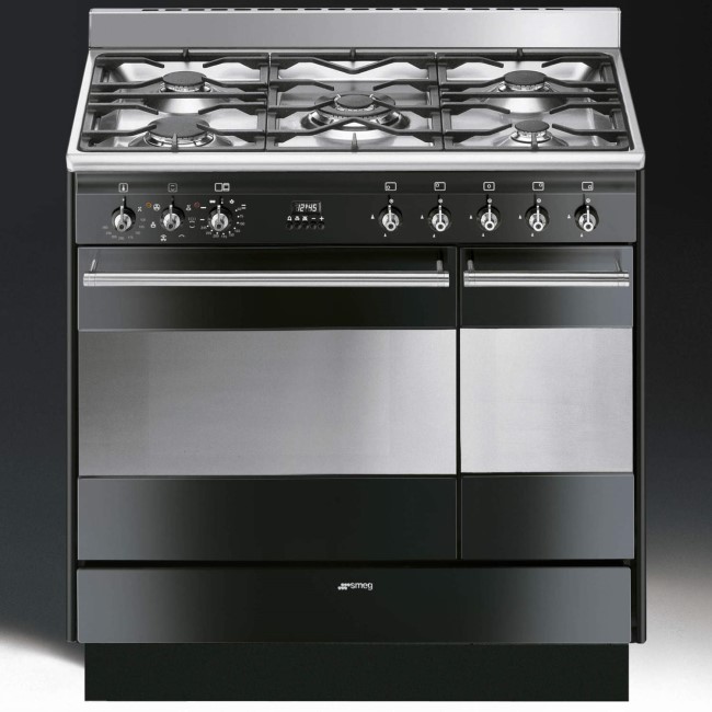 Smeg SUK92MBL9 Concert 90cm Dual Fuel Range Cooker Black Appliances