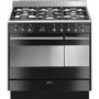 Refurbished Smeg Concert SUK92MBL9-1 90cm Dual Fuel Range Cooker Black