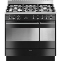 Refurbished Smeg Concert SUK92MBL9-1 90cm Dual Fuel Range Cooker Black