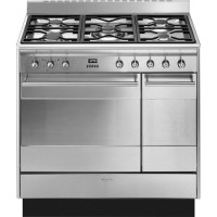 Refurbished Smeg Concert SUK92MX9-1 90cm Dual Fuel Double Oven Range Cooker Stainless Steel