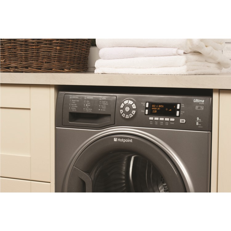 GRADE A1 - Hotpoint SUTCD97B6GM Ultima 9kg Freestanding Condenser Tumble Dryer-Graphite