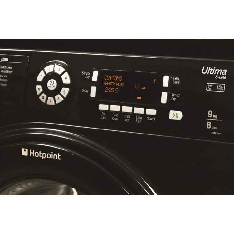 GRADE A3 - Hotpoint SUTCD97B6KM Ultima S-Line 9kg Freestanding Condenser Tumble Dryer-Black
